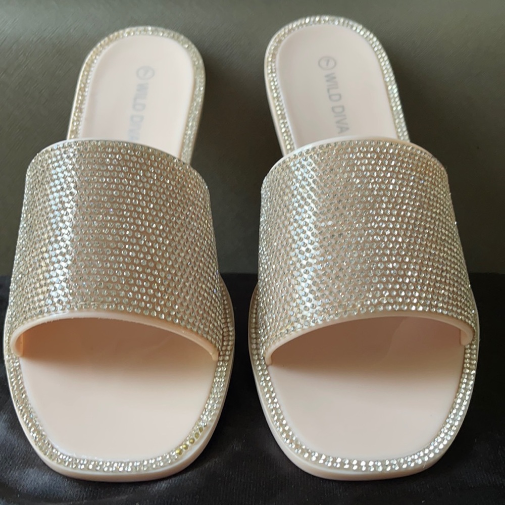 Nude Rhinestone Flats